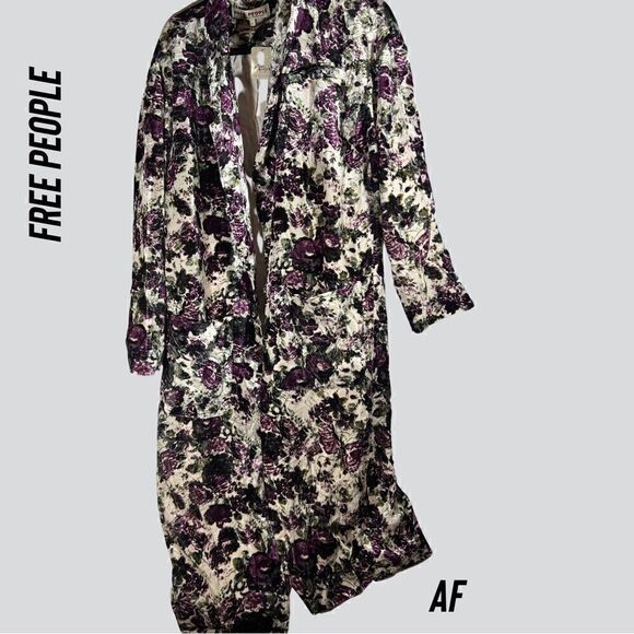 FREE PEOPLE SIMONE VELVET DUSTER NEW PURPLE COMBO NWT SIZE MEDIUM - Picture 16 of 16